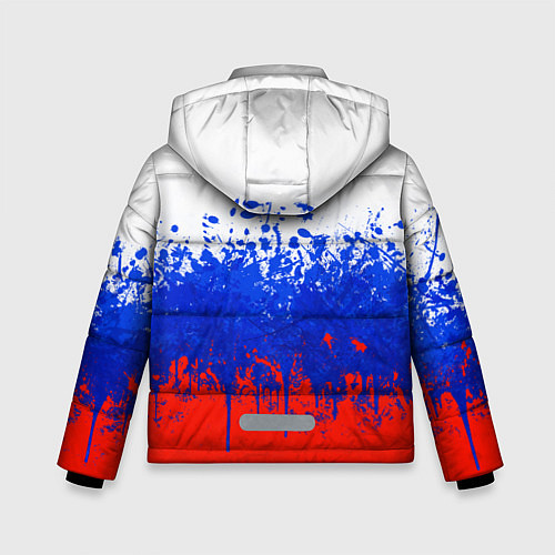 Зимняя куртка для мальчика Флаг России с горизонтальными подтёками / 3D-Светло-серый – фото 2