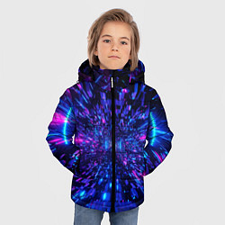 Куртка зимняя для мальчика Киберпанк синий неоновый тоннель, цвет: 3D-черный — фото 2