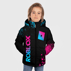 Куртка зимняя для мальчика Roblox - neon gradient: надпись, символ, цвет: 3D-черный — фото 2