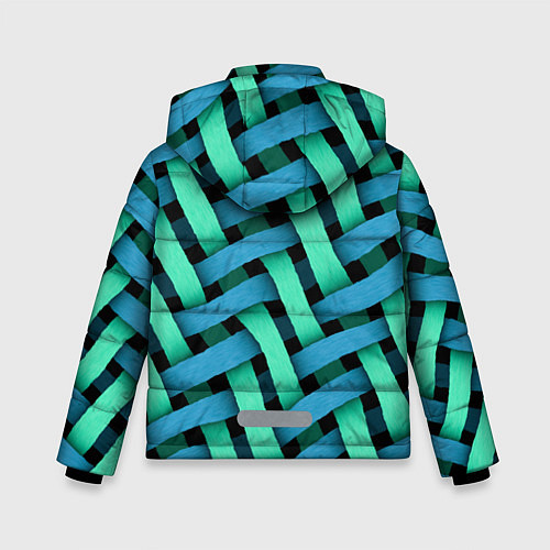 Зимняя куртка для мальчика Сине-зелёная плетёнка - оптическая иллюзия / 3D-Светло-серый – фото 2