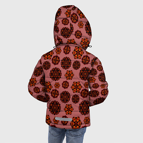 Зимняя куртка для мальчика Мандалы на сливовом фоне / 3D-Черный – фото 4