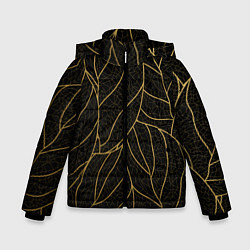 Куртка зимняя для мальчика Золотые листья градиент, цвет: 3D-черный