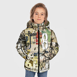 Куртка зимняя для мальчика Восьмёрка на фоне рваных афиш, цвет: 3D-светло-серый — фото 2