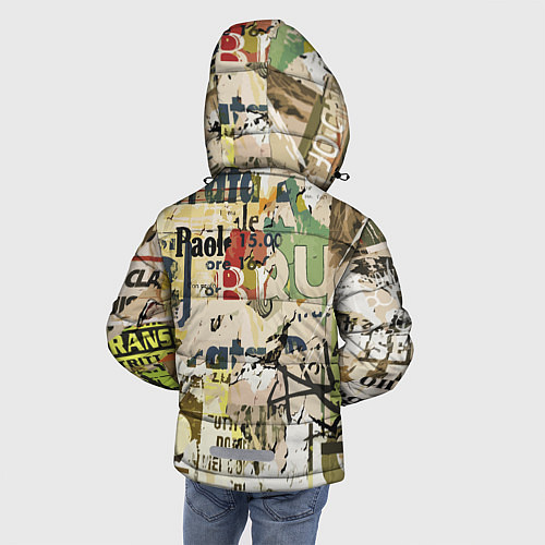Зимняя куртка для мальчика Восьмёрка на фоне рваных афиш / 3D-Черный – фото 4