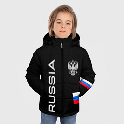Куртка зимняя для мальчика Россия и три линии на черном фоне, цвет: 3D-черный — фото 2