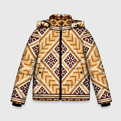 Куртка зимняя для мальчика Индейский пиксельный орнамент, цвет: 3D-черный
