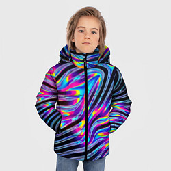 Куртка зимняя для мальчика Голографические полосы, цвет: 3D-черный — фото 2