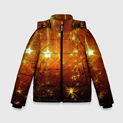 Куртка зимняя для мальчика Золотистае звёзды, цвет: 3D-черный