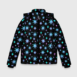 Куртка зимняя для мальчика Зимние цветные звезды, цвет: 3D-черный