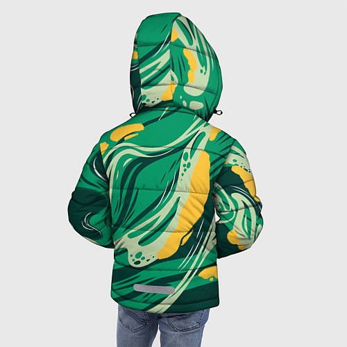 Зимняя куртка для мальчика Абстрактные полосы в зелёных тонах / 3D-Красный – фото 4