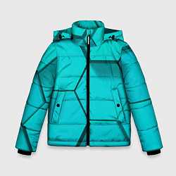 Куртка зимняя для мальчика Большие бирюзовые соты, цвет: 3D-красный