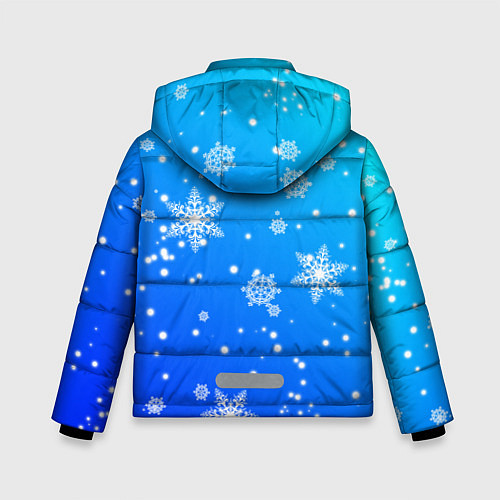 Зимняя куртка для мальчика Снежинки на голубом фоне / 3D-Черный – фото 2