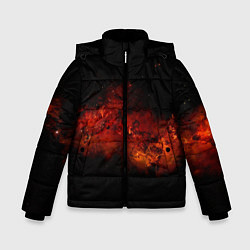 Куртка зимняя для мальчика Абстрактные взрывы в космосе и красные звёзды, цвет: 3D-красный