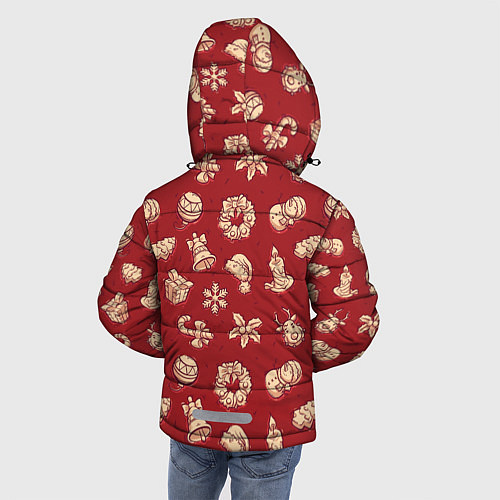 Зимняя куртка для мальчика Новогоднее настроение: красно-молочный / 3D-Черный – фото 4