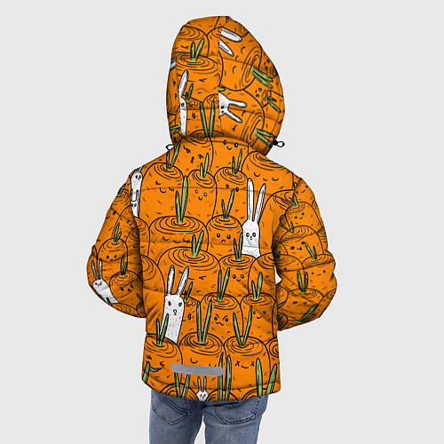 Зимняя куртка для мальчика Милые кролики в морковном поле / 3D-Черный – фото 4