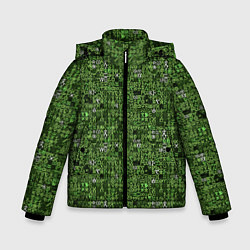 Куртка зимняя для мальчика Милитари иероглифы, цвет: 3D-светло-серый