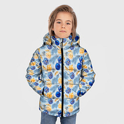 Куртка зимняя для мальчика Шарики новогодние ёлочные, синие, цвет: 3D-черный — фото 2