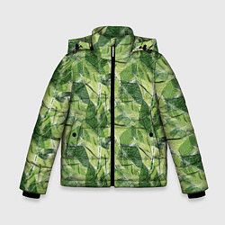 Куртка зимняя для мальчика Милитари листья крупные, цвет: 3D-черный