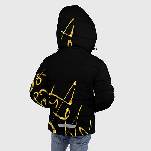 Зимняя куртка для мальчика Золотая каллиграфия на черном фоне / 3D-Черный – фото 4