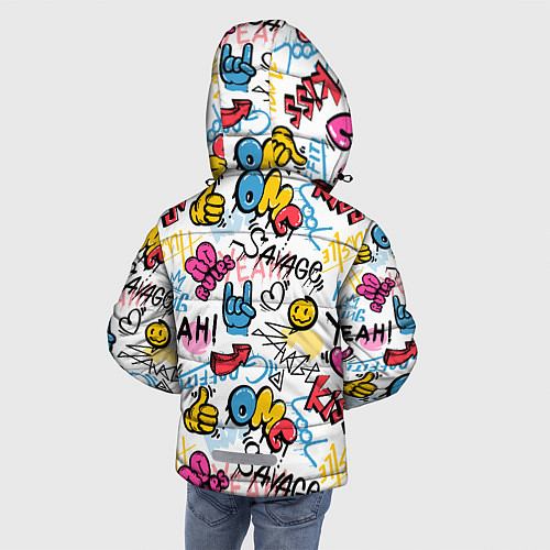Зимняя куртка для мальчика Прикольные надписи / 3D-Красный – фото 4