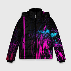 Куртка зимняя для мальчика Фиолетовые линии и нейроны, цвет: 3D-светло-серый