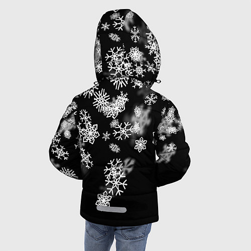 Зимняя куртка для мальчика Белые снежинки / 3D-Красный – фото 4