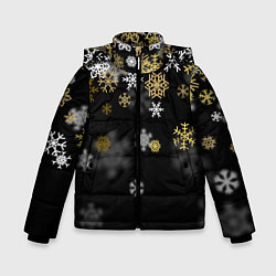 Куртка зимняя для мальчика Золотые и белые снежинки, цвет: 3D-светло-серый