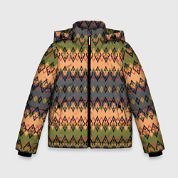 Зимняя куртка для мальчика Желто-оливковый полосатый орнамент