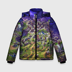 Куртка зимняя для мальчика Фортнайт карта, цвет: 3D-светло-серый