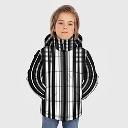 Куртка зимняя для мальчика Бело серый полосатый узор, цвет: 3D-красный — фото 2