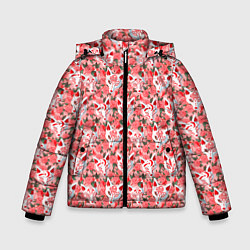 Зимняя куртка для мальчика Маски лисиц кицунэ и цветущая камелия