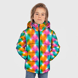 Куртка зимняя для мальчика Светящиеся геометрические сердца, цвет: 3D-черный — фото 2