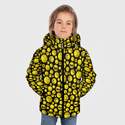 Куртка зимняя для мальчика Шарики эмодзи на черном, цвет: 3D-черный — фото 2