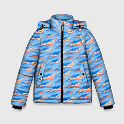 Зимняя куртка для мальчика Плывущие девушки на голубом фоне