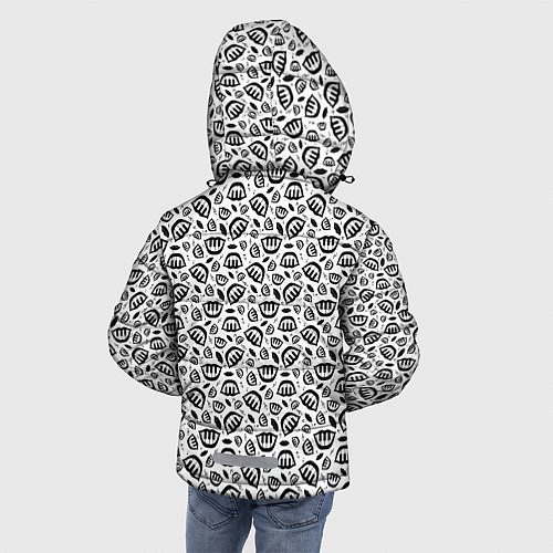 Зимняя куртка для мальчика Улыбка пианиста, узор на белом фоне / 3D-Черный – фото 4