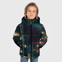 Куртка зимняя для мальчика Абстракция паркета и звезд, цвет: 3D-черный — фото 2