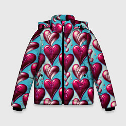 Зимняя куртка для мальчика Паттерн красные абстрактные сердца