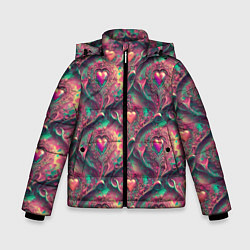 Куртка зимняя для мальчика Паттерн сердца и узоры, цвет: 3D-черный
