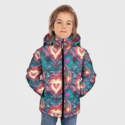 Куртка зимняя для мальчика Паттерн пылающие сердца, цвет: 3D-черный — фото 2