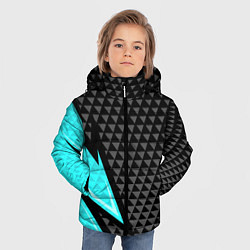 Куртка зимняя для мальчика Черно-голубая абстракция, цвет: 3D-черный — фото 2