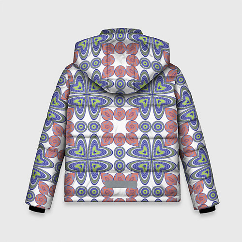 Зимняя куртка для мальчика Мозаика, абстрактные сердечки / 3D-Светло-серый – фото 2