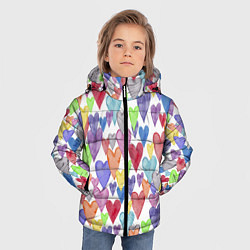 Куртка зимняя для мальчика Разноцветные сердечки Калейдоскоп, цвет: 3D-черный — фото 2
