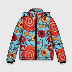 Куртка зимняя для мальчика Эффект вышивки маки, цвет: 3D-красный