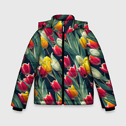 Зимняя куртка для мальчика Много тюльпанов