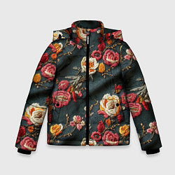 Зимняя куртка для мальчика Эффект вышивки разные цветы
