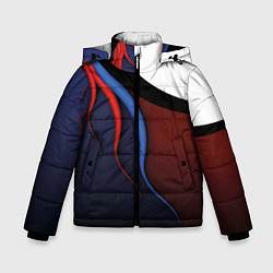 Куртка зимняя для мальчика Синие, красные и белые разводы, цвет: 3D-черный