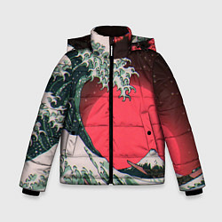 Зимняя куртка для мальчика Японская волна в красном цвете