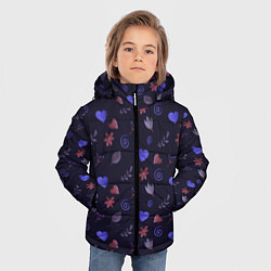 Куртка зимняя для мальчика Паттерн с сердечками и цветами, цвет: 3D-светло-серый — фото 2