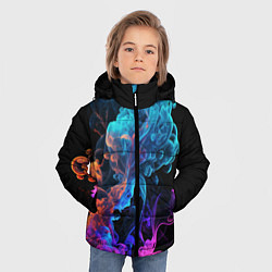 Куртка зимняя для мальчика Неоновый цветной дым на черном фоне, цвет: 3D-черный — фото 2