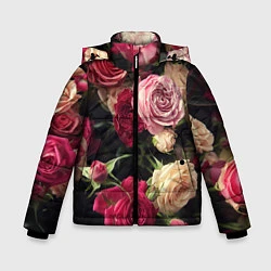 Куртка зимняя для мальчика Нежные кустовые розы, цвет: 3D-светло-серый